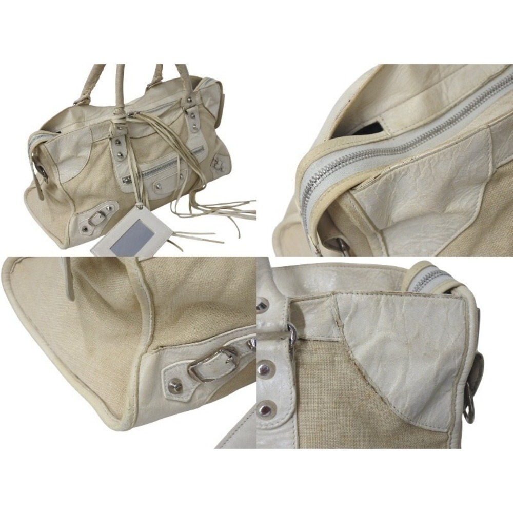 BALENCIAGA Part Time Handbag Shoulder Bag Cream Leather - Picture 4 of 10